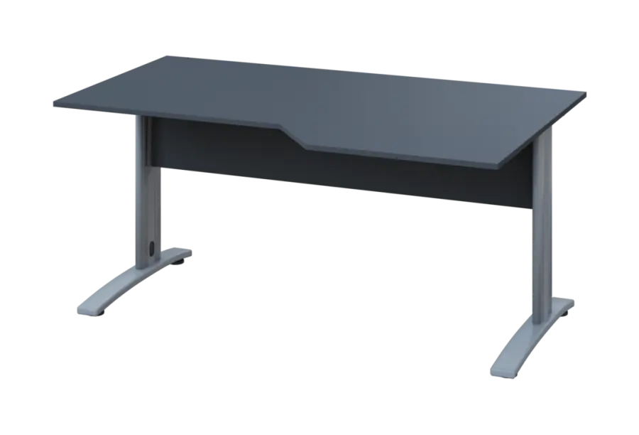 EZK 18 - 166 stůl kancelářský, rohový, pravý, kovová podnož stříbrná, deska 18 mm, široký 1600 mm, antracit